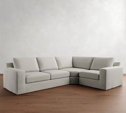 Big Sur Square Arm Slipcovered 3-Piece Wedge Sectional (123")