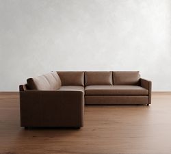 Pacifica Slim Arm Leather 3-Piece L-Shaped Sectional (106")