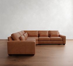 Big Sur Square Arm Deep Seat Leather 3-Piece L-Shaped Wedge Sectional (129")