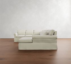York Roll Arm Deep Seat Slipcovered 4-Piece Chaise Sectional (121")