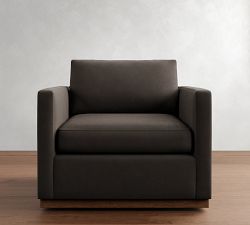 Jake Leather Brindle Wood Base Swivel Chair