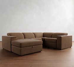 Ultra Lounge Square Arm Leather Reclining 5-Piece Sectional (117")