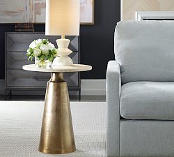 Waylen Round Travertine Accent Table (20")