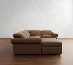 Ultra Lounge Roll Arm Leather Reclining 5-Piece Sectional (116")