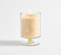 Stamped Glass Pedestal Candle - Mediterranean Citrus