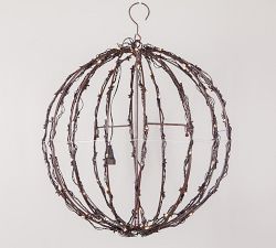 16" Warm White LED Ball With Brown Frame
