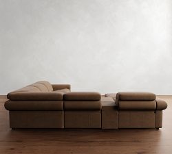 Ultra Lounge Roll Arm Leather Reclining 7-Piece Sectional (160")