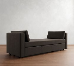 Jake Leather Trundle Daybed Sleeper (86")