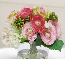 Open Box: Faux Rose And Hydrangea In Cylinder Vase