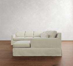 York Square Arm Deep Seat Slipcovered 4-Piece Chaise Sectional (121")