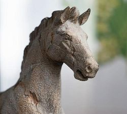 Handpainted Horse Statue on Stand