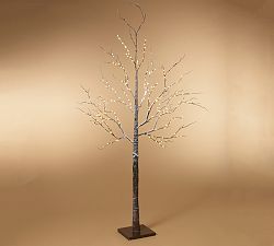 Lit Snowy Brown Birch Tree - 6ft