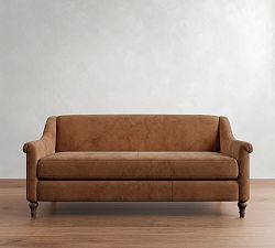 Open Box: Josie Leather Sofa, Loveseat 73", Polyester Wrapped Cushions - Keystone Nut