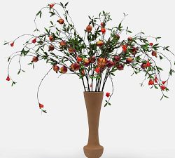 Handcrafted Faux Dry Pomegranate Branch, Set of 12