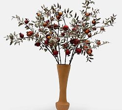 Handcrafted Faux Dry Pomegranate Branch, Set of 12