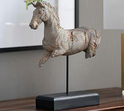 Handpainted Horse Statue on Stand