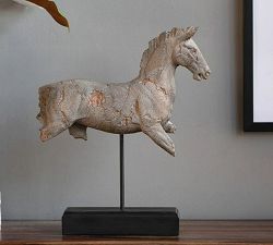 Handpainted Horse Statue on Stand