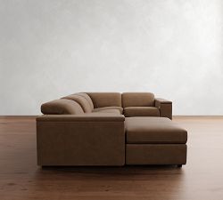 Ultra Lounge Square Arm Leather Reclining 6-Piece Sectional (130")