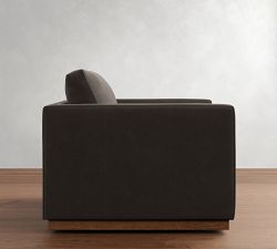 Jake Leather Brindle Wood Base Swivel Chair