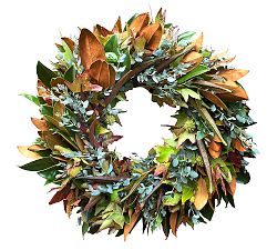 Fresh Magnolia and Eucalyptus Fall Wreath, 20"