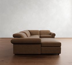 Ultra Lounge Roll Arm Leather Reclining 6-Piece Sectional (130")