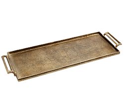 Open Box: Antiqued Metal Decorative Tray, Rectangle, Large - Gold