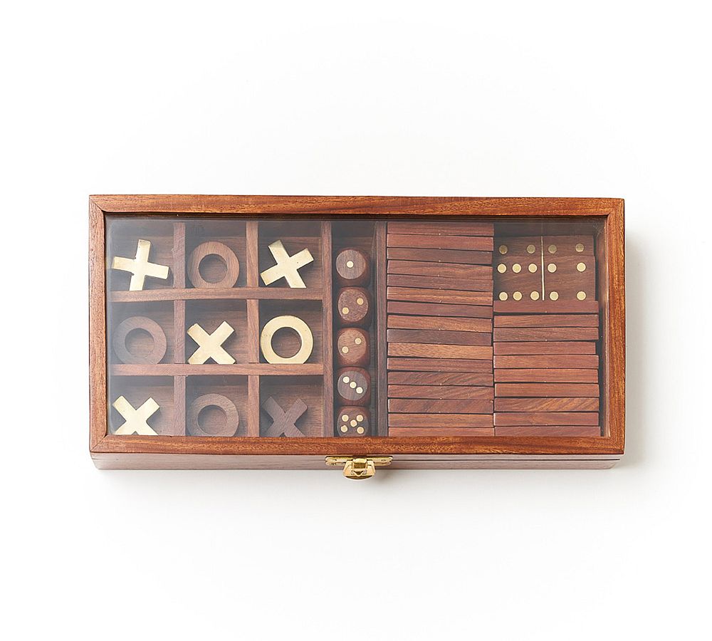 Handcrafted Rosewood Games - 3-in-1 Mini Games