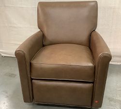 Open Box: Irving Roll Arm Leather Swivel Recliner without Nailheads - Statesville Toffee