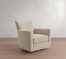 Open Box: Irving Square Arm Swivel Armchair without Nailheads (33") - Performance Chateau Basketweave Oatmeal