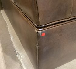 Open Box: Lorraine Tufted Leather Square Storage Ottoman - Legacy Chocolate, Espresso