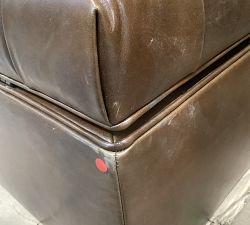 Open Box: Lorraine Tufted Leather Square Storage Ottoman - Legacy Chocolate, Espresso