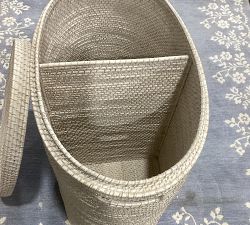 Open Box: Tava Handwoven Rattan Divided Hamper - White
