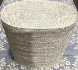Open Box: Tava Handwoven Rattan Divided Hamper - White
