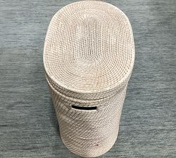 Open Box: Tava Handwoven Rattan Divided Hamper - White