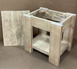 Open Box: Travertine Square Side Table (21") - Fog