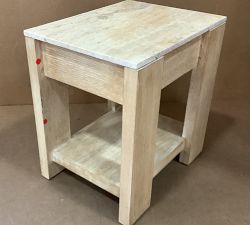 Open Box: Travertine Square Side Table (21") - Fog