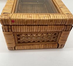 Open Box: Woven Rattan And Wood Boxes, Rectangle, Set of 2