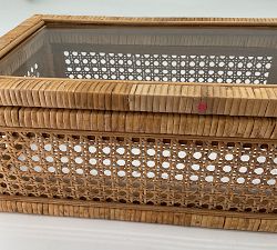 Open Box: Woven Rattan And Wood Boxes, Rectangle, Set of 2