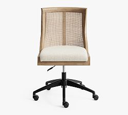 Open Box: Bennett Upholstered Swivel Desk Chair - Basketweave Slub Ash, Seadrift