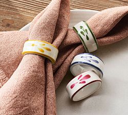 Puebla Porcelain Napkin Rings - Mixed Set of 4