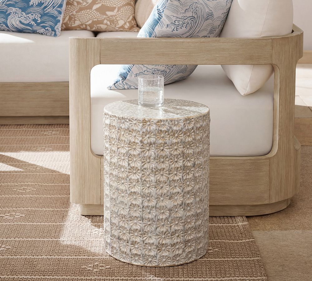 Zahra Ceramic Round Outdoor Side Table (13") by Pottery Barn