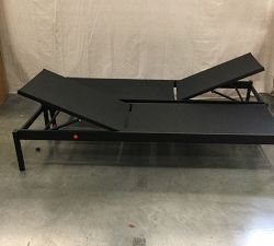 Open Box: Fiji Metal &amp; Mesh Stackable Outdoor Single Chaise Lounge, Set of 2 - Black