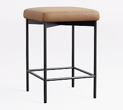 Open Box: Maison Leather Backless Counter Stool (24") - Churchfield Camel, Black