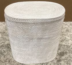 Open Box: Tava Handwoven Rattan Divided Hamper - White