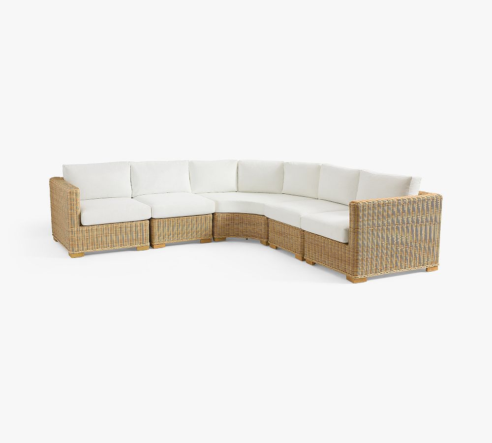 Huntington Wicker Square Arm 5-Piece Outdoor Sectional (111") by Pottery Barn