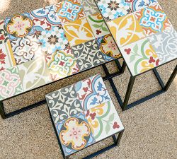 Porto Tile Square Outdoor Side Table (16")