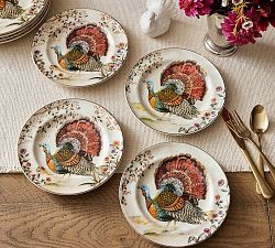 Botanical Harvest Turkey Stoneware Salad Plates - Set of 4