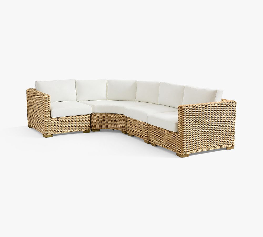 Huntington Wicker Square Arm 4-Piece Outdoor Sectional (113") by Pottery Barn