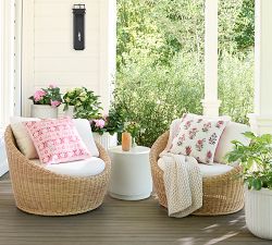 Huntington Wicker Swivel Papasan Outdoor Lounge Chair
