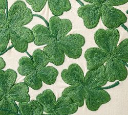 Four Leaf Clover Heart Embroidered Pillow Cover